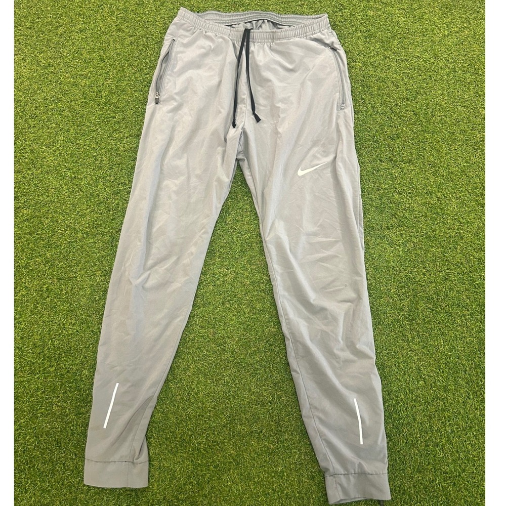 Nike Dri-FIT Mens Gray Running Pants Zipper Pockets Reflective Joggers XL